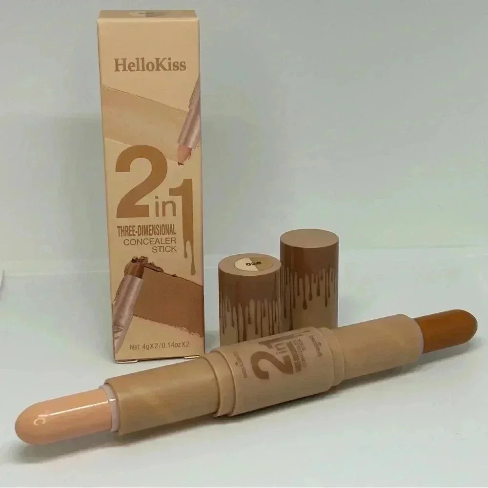 Hello Kiss 2-in-1 Concealer Contour Stick - Light Ivory & Light Coffee